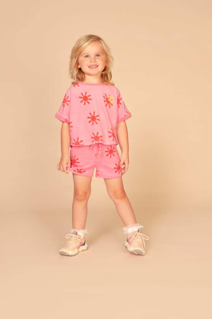 t shirt fille rose fluo