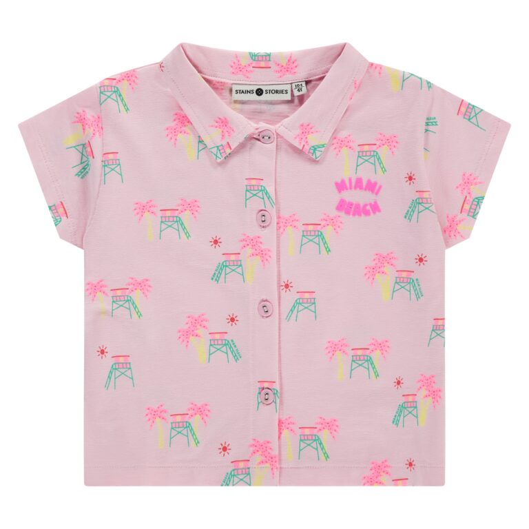 blouse manches courtes fille rose poudré