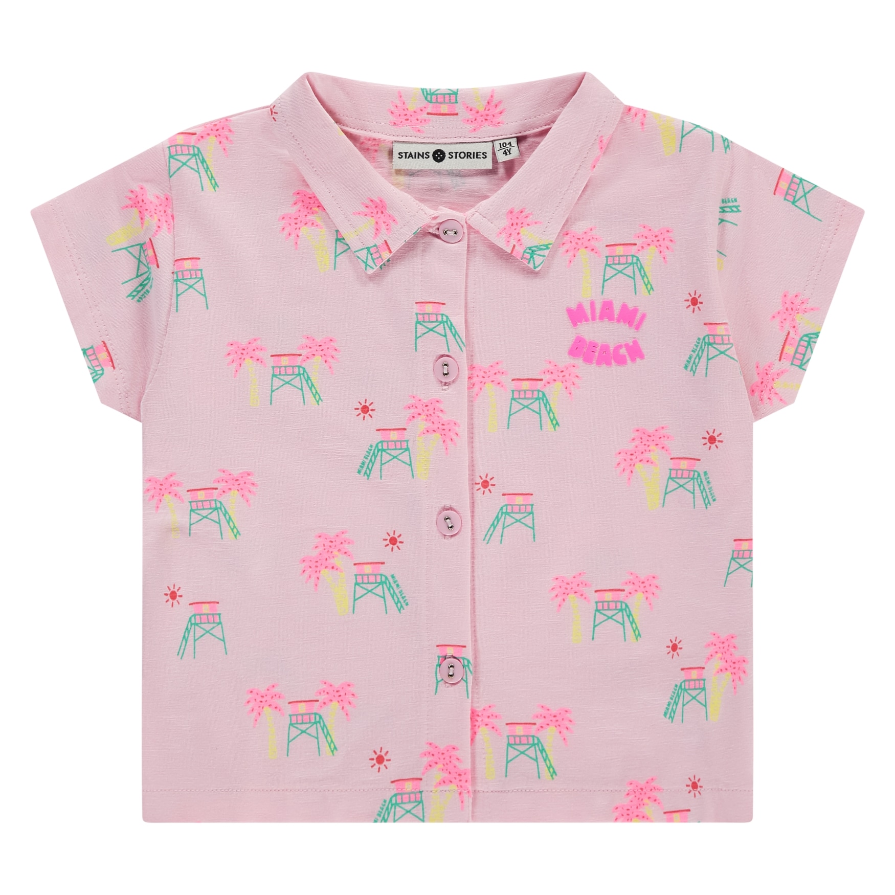 blouse manches courtes fille rose poudré