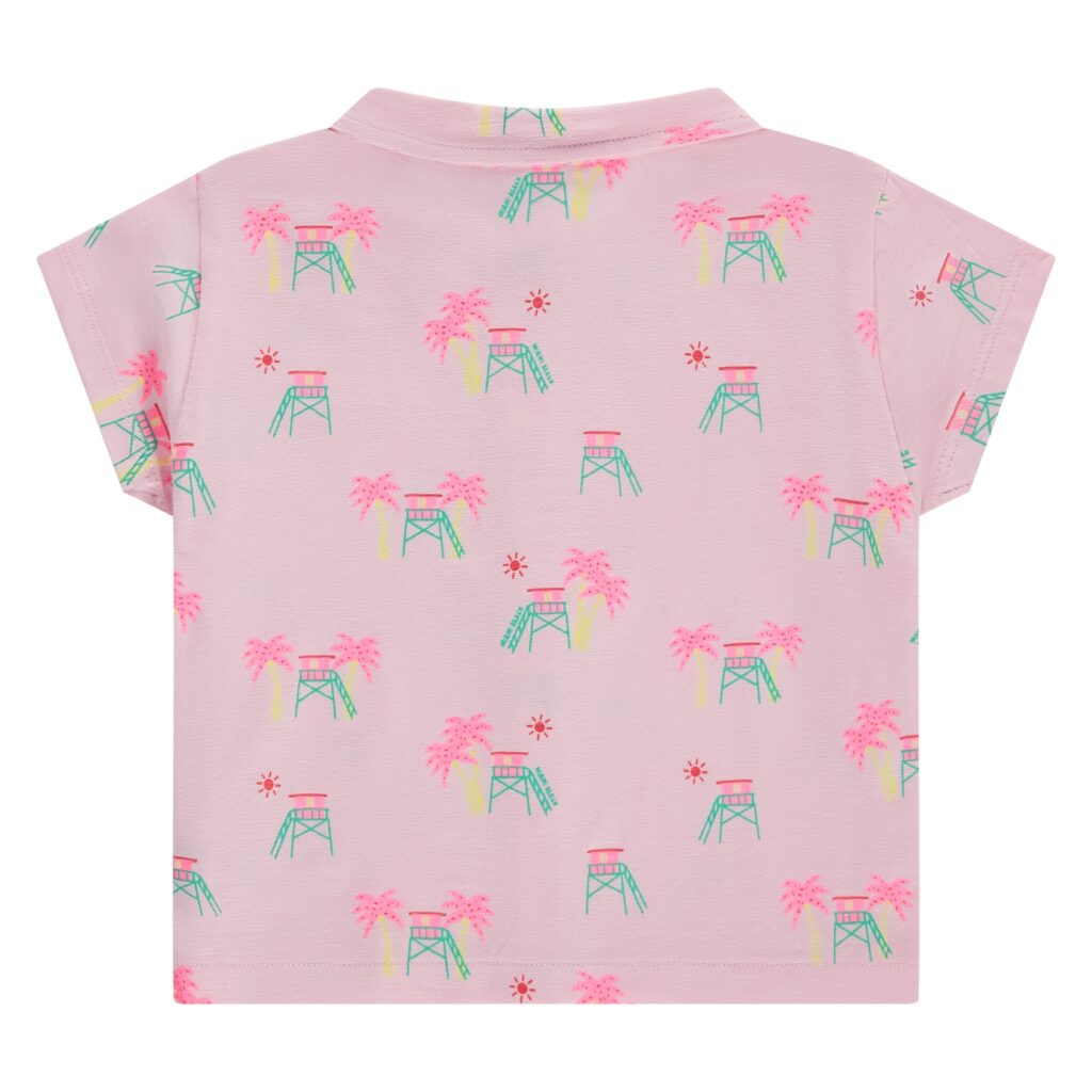 blouse manches courtes fille rose poudré