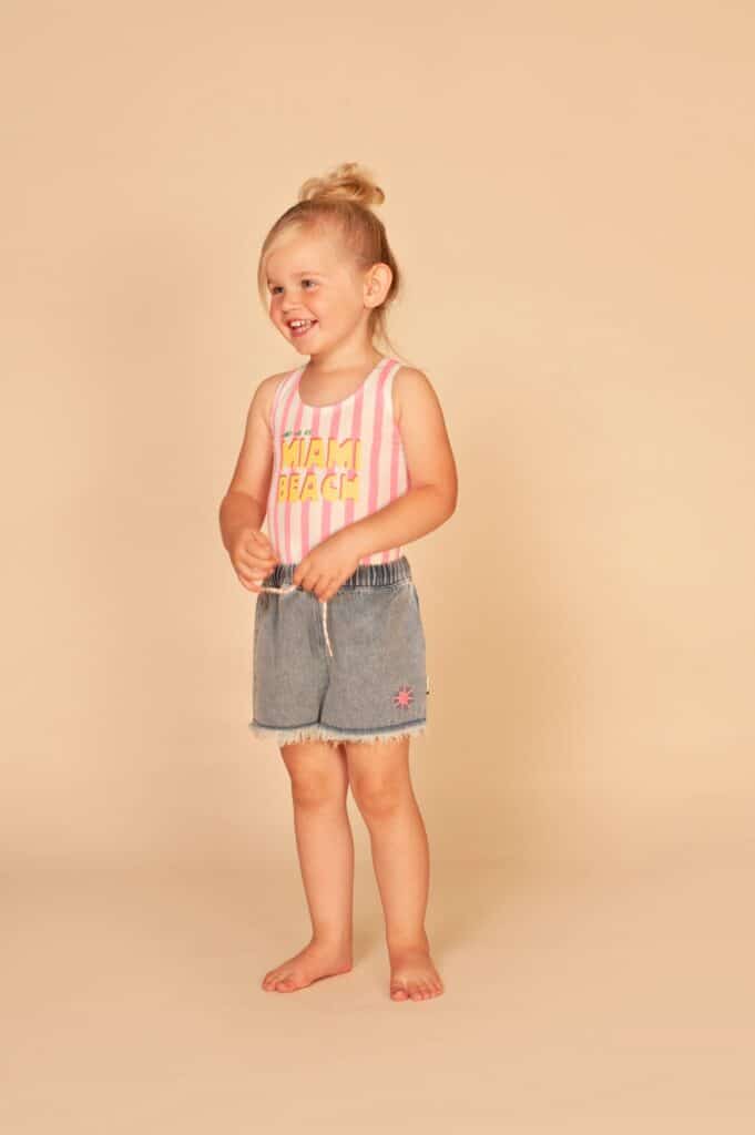 maillot de bain fille rose fluo