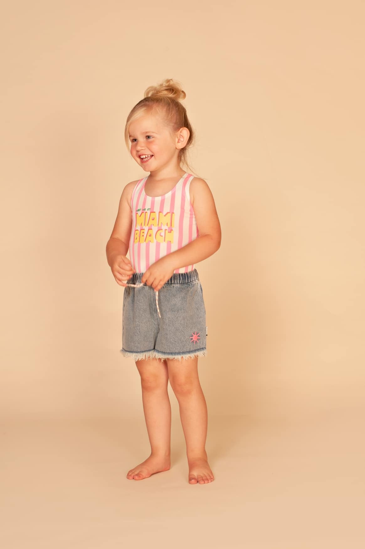 maillot de bain fille rose fluo