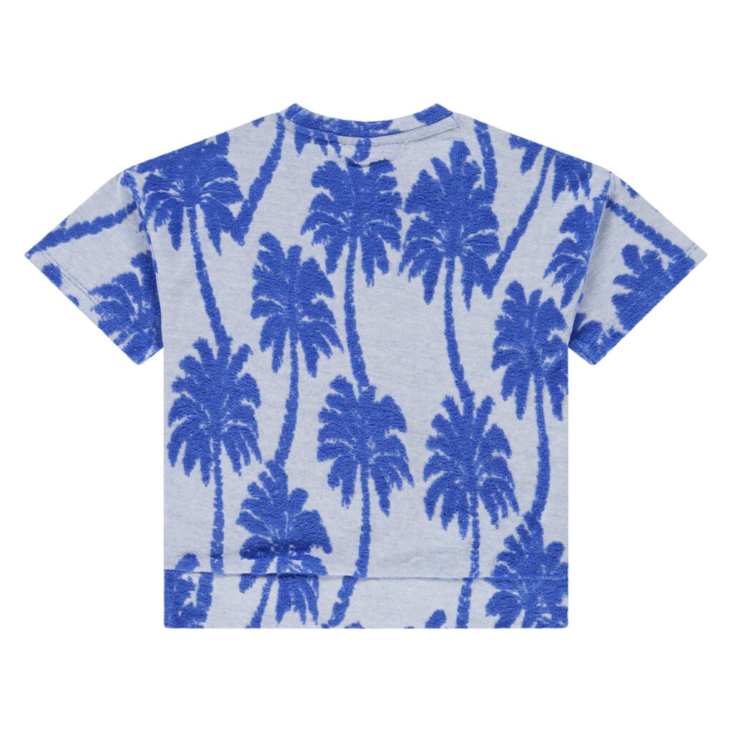 t shirt manches courtes bleu royal palmier