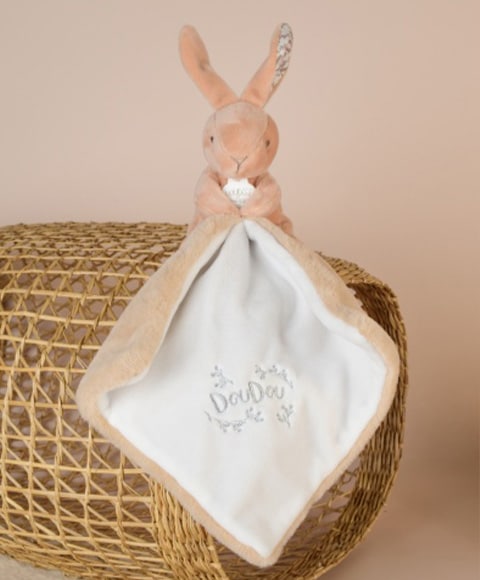 lapin doudou doudou lapin mouchoir beige