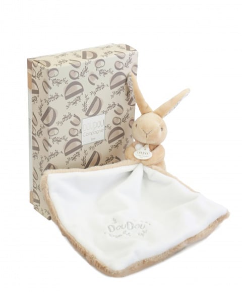 lapin doudou doudou lapin mouchoir beige