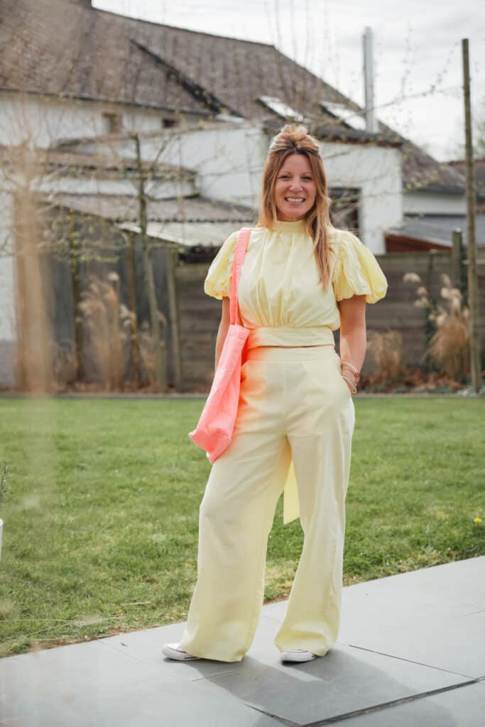 pantalon en lin jaune