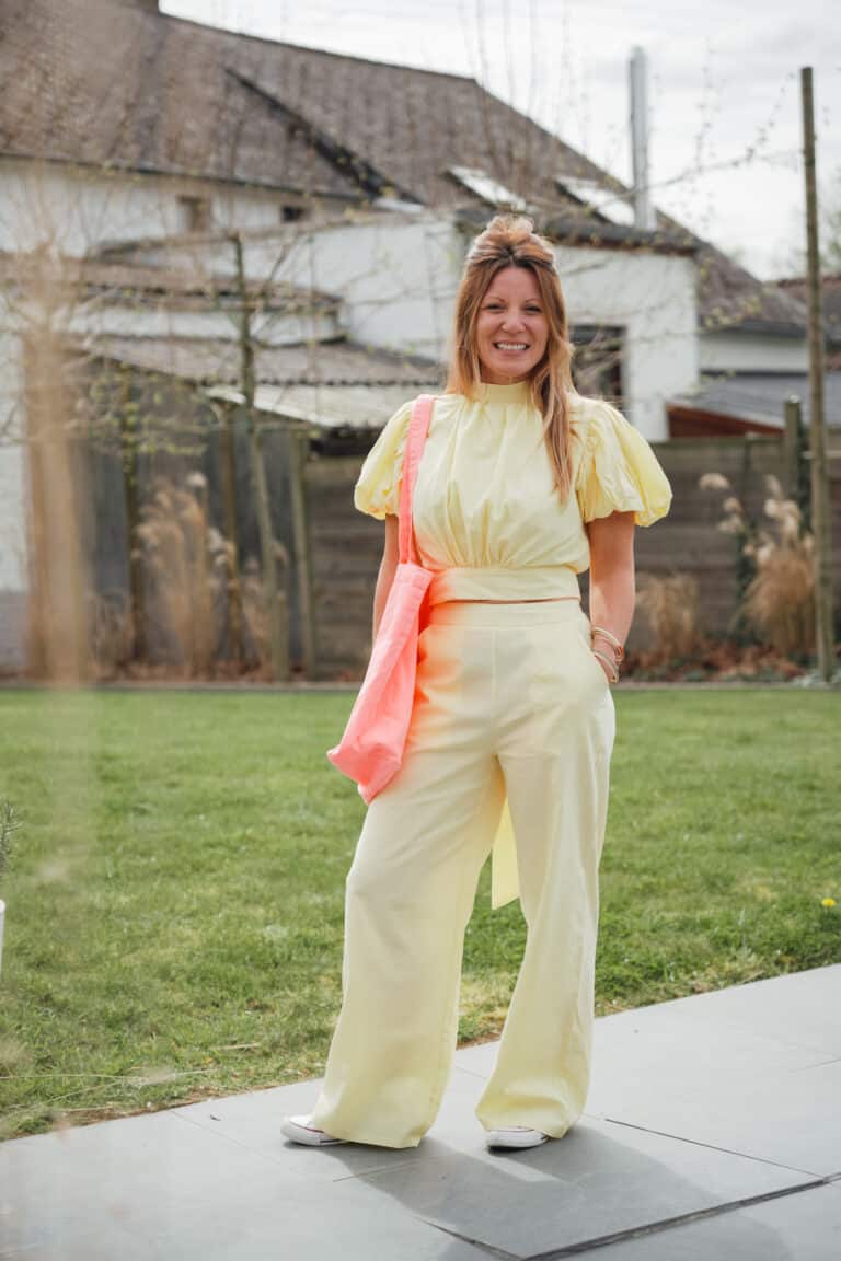 pantalon en lin jaune