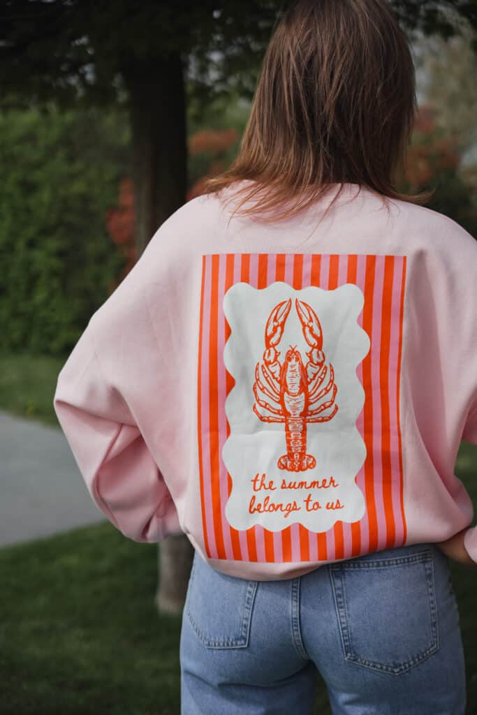 t shirt rose "homard "