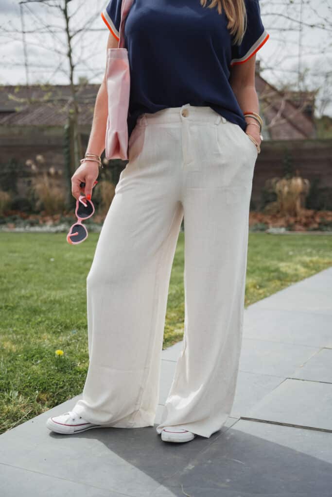 pantalon en lin beige