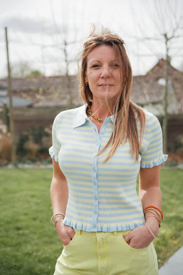 t shirt ligné bleu & jaune