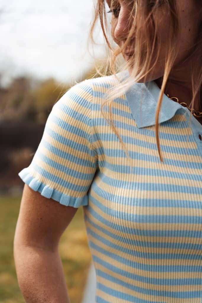 t shirt ligné bleu & jaune