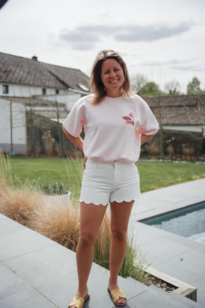 t shirt rose "teckel "