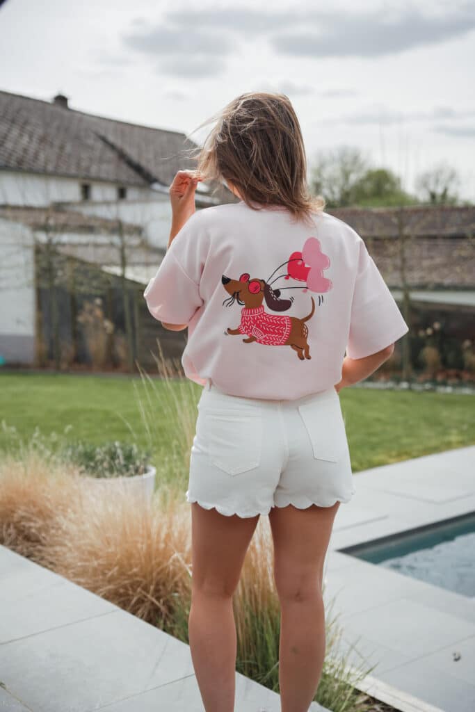 t shirt rose "teckel "