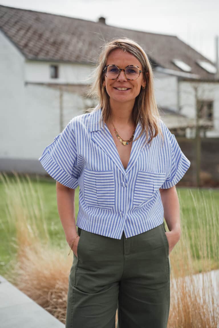 chemise lignée mc bleu n