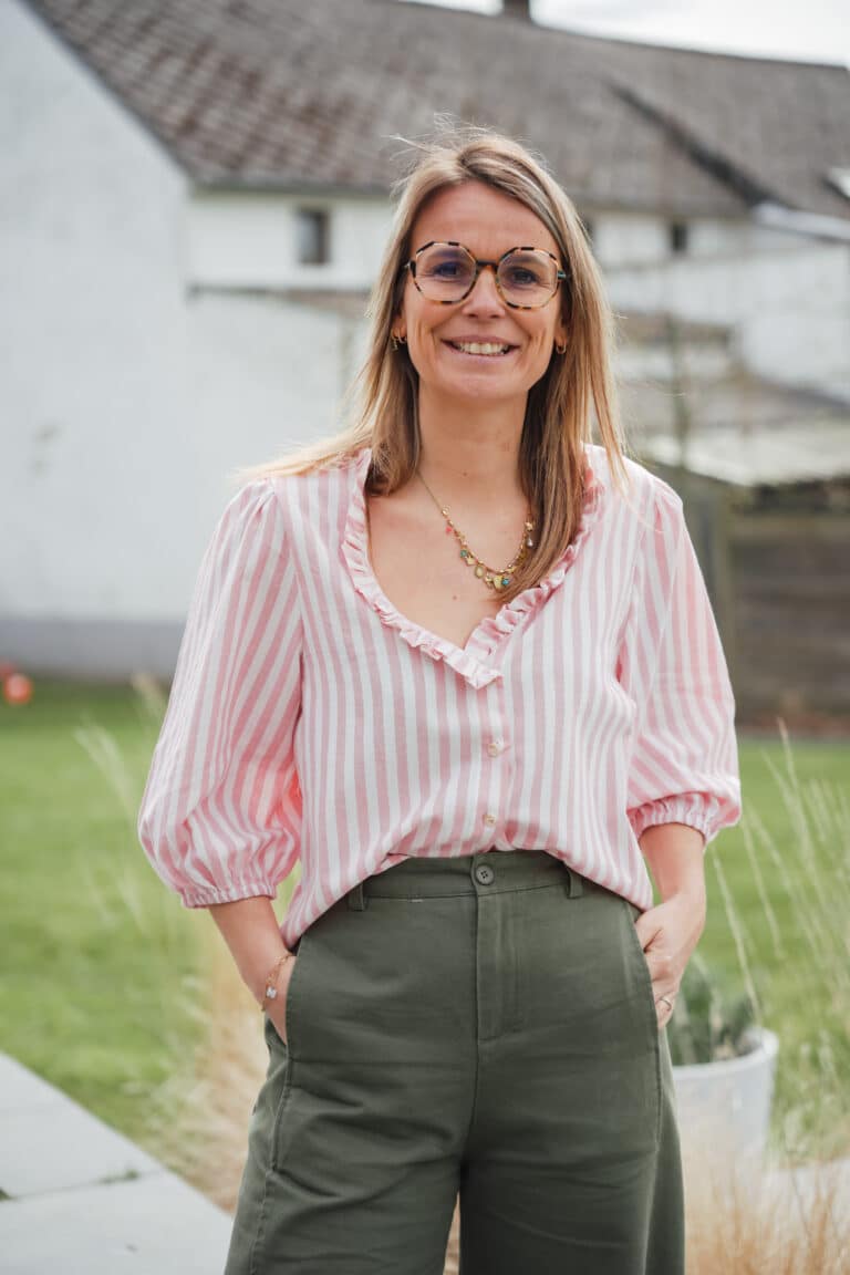 blouse lignée rose manches ballons