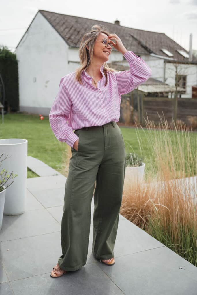 chemise lignée rose