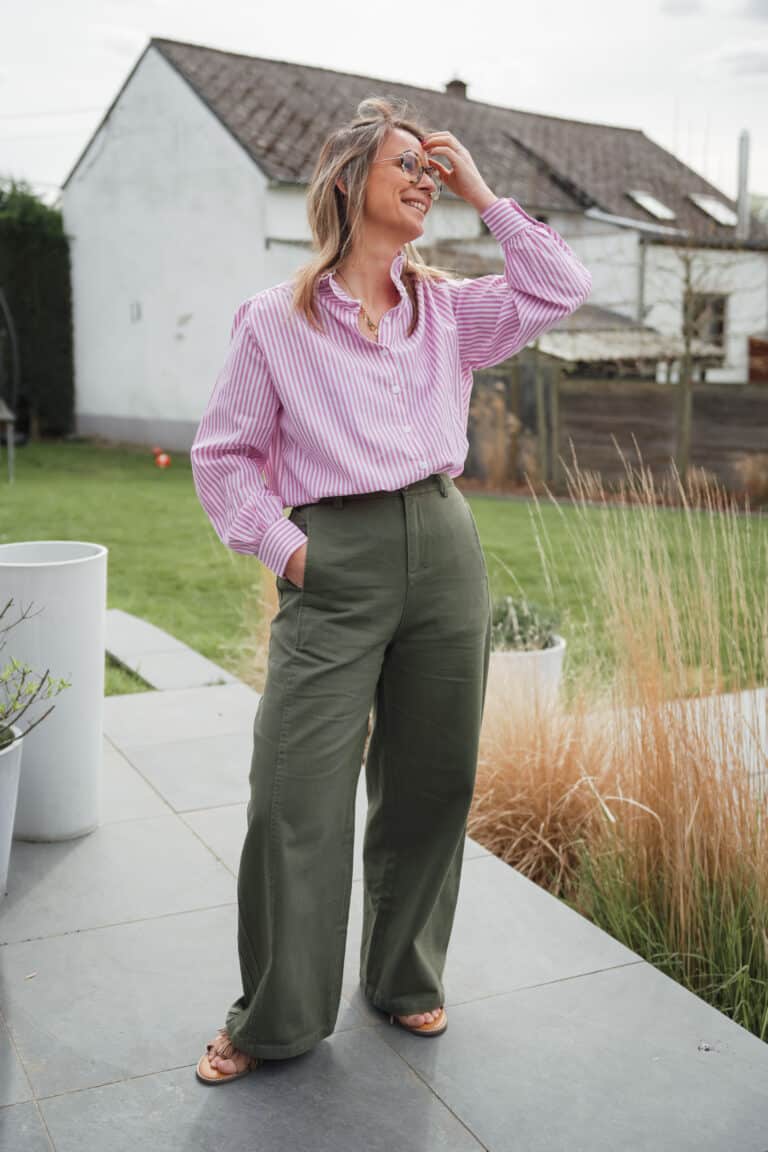 chemise lignée rose