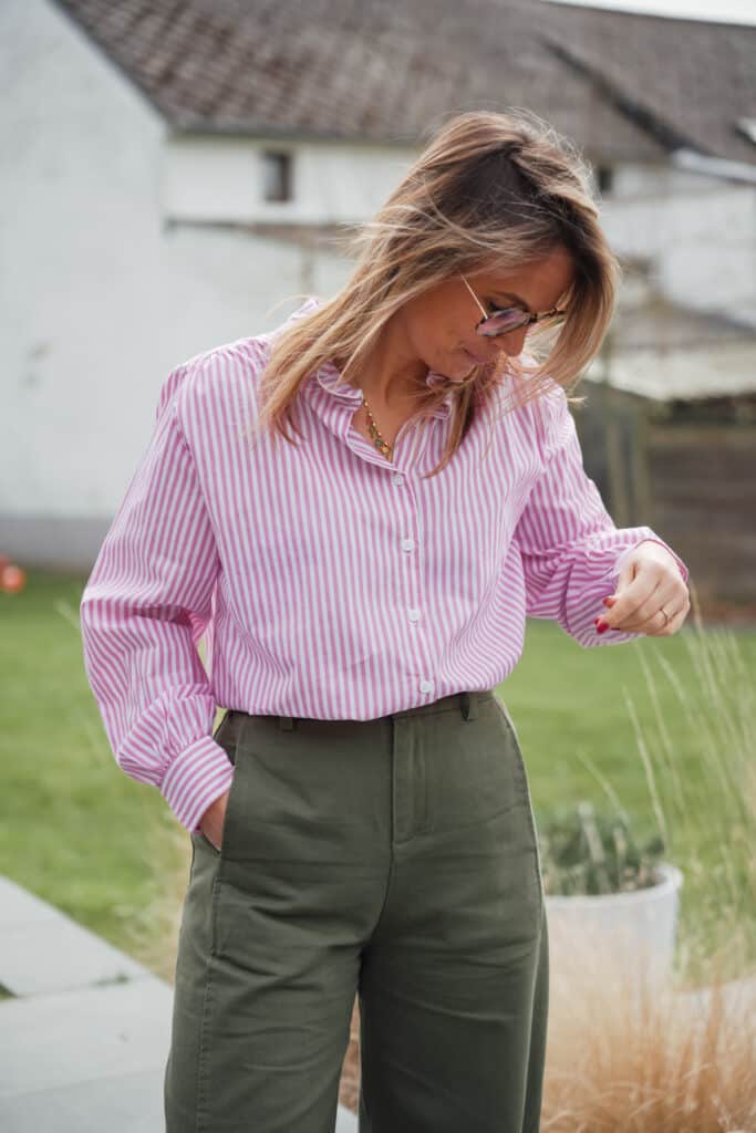 chemise lignée rose