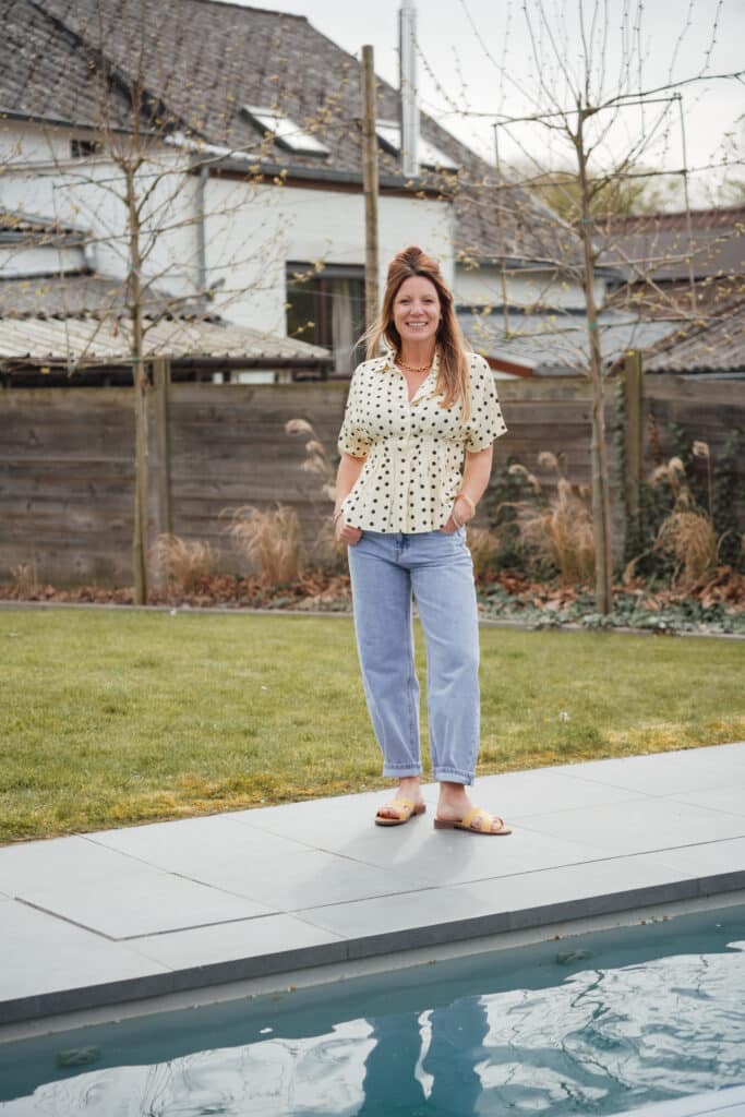 blouse mc jaune à pois