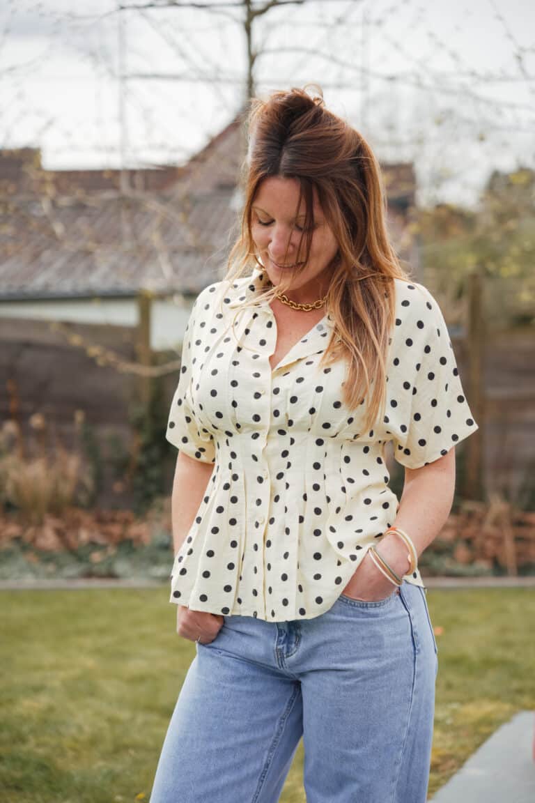 blouse mc jaune à pois