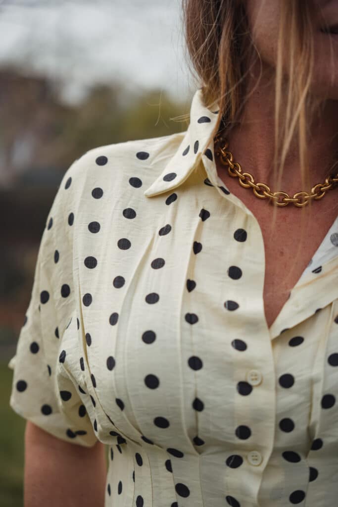 blouse mc jaune à pois