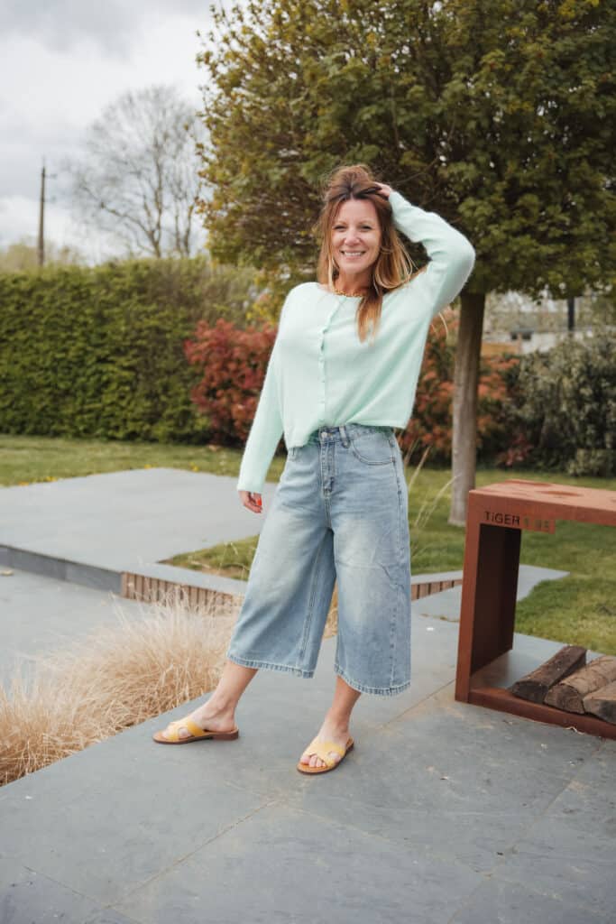 pull / gilet réversible vert menthe
