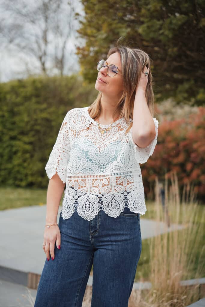 blouse dentelle manches 3/4