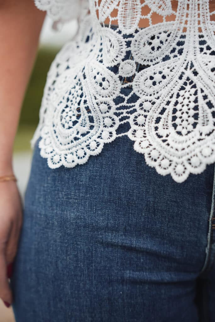 blouse dentelle manches 3/4