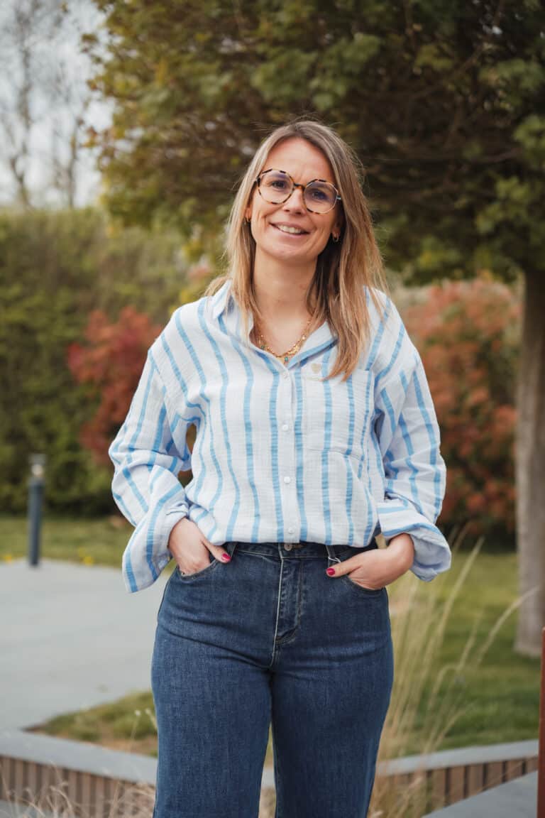 chemise lignée bleu gaz de coton