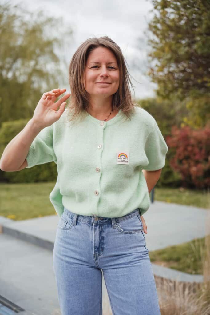 gilet manches courtes vert pomme