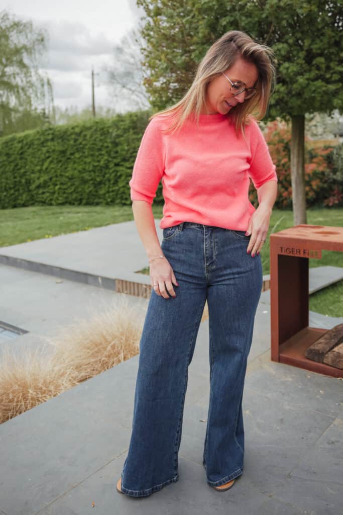 pull manches courtes fuschia