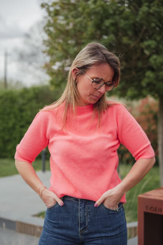 pull manches courtes fuschia