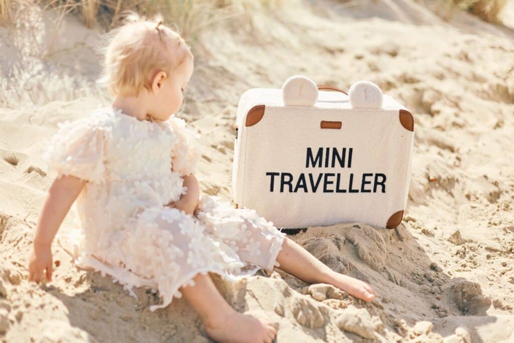 valise enfant mini traveller teddy blanc