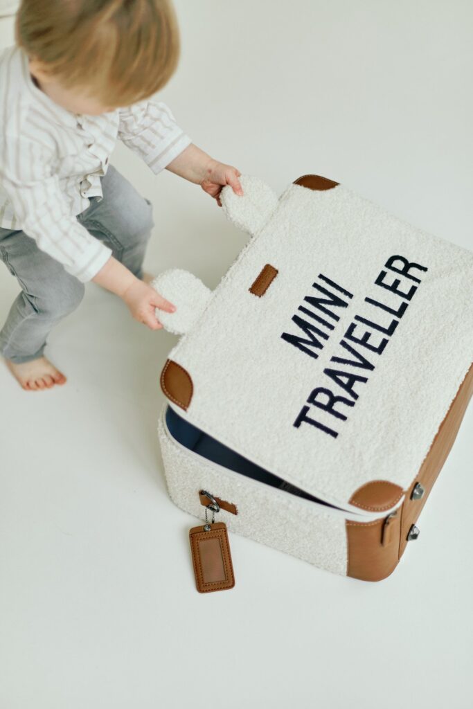 valise enfant mini traveller teddy blanc