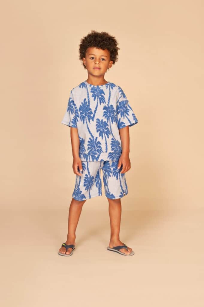 t shirt manches courtes bleu royal palmier