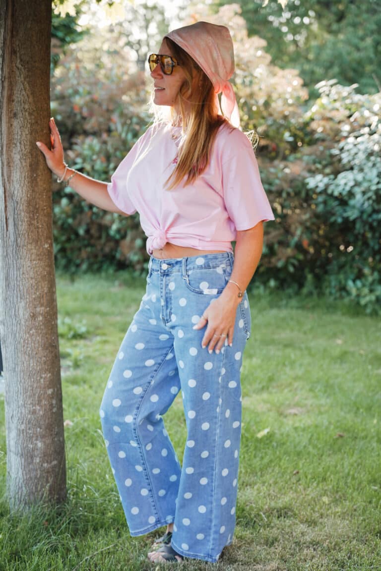 t shirt iconic ligné rose & jaune
