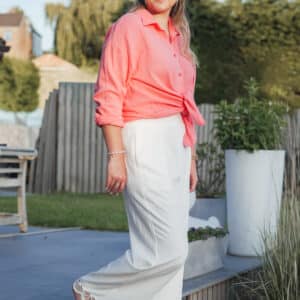 t shirt iconic ligné rose & jaune