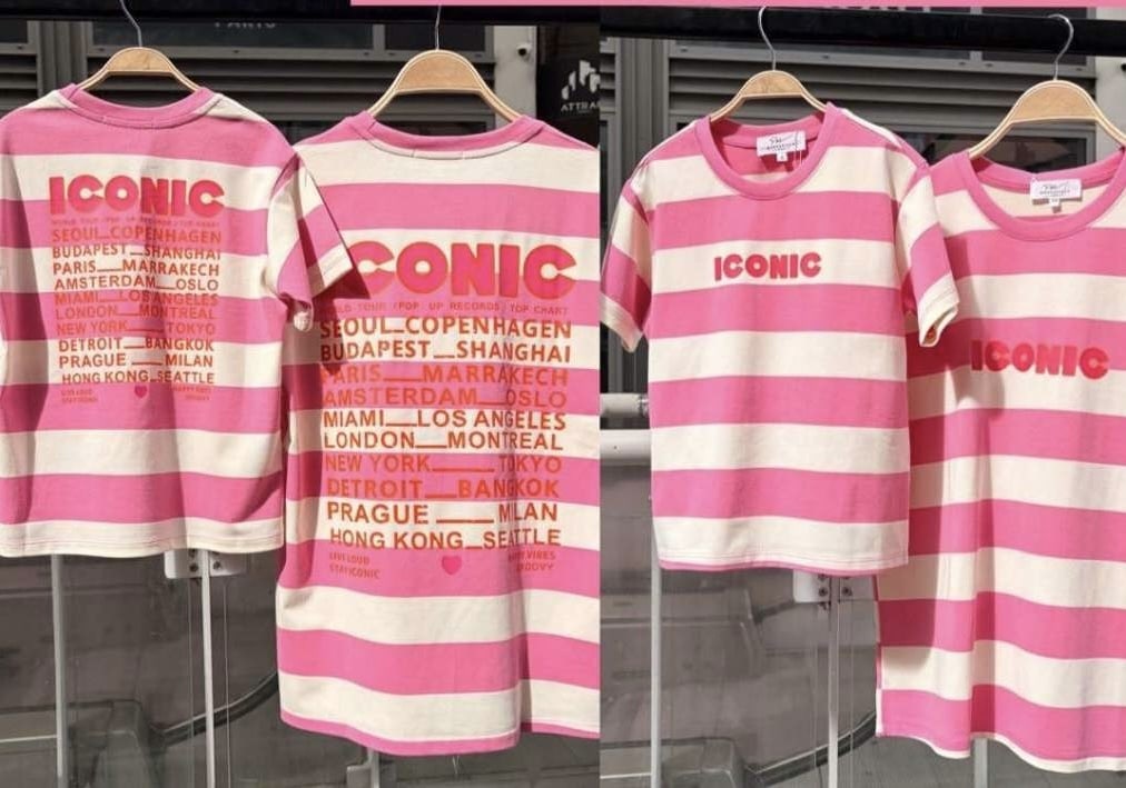 t shirt iconic ligné rose & beige