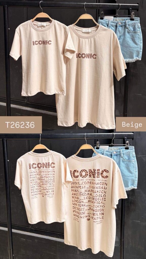 t shirt iconic ligné rose & beige (copie)