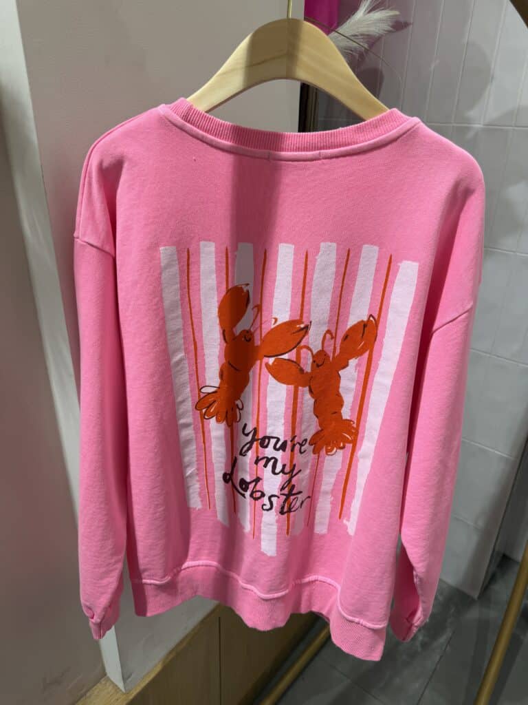sweat homard rose fluo