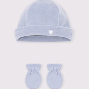 bonnet + moufles bleu