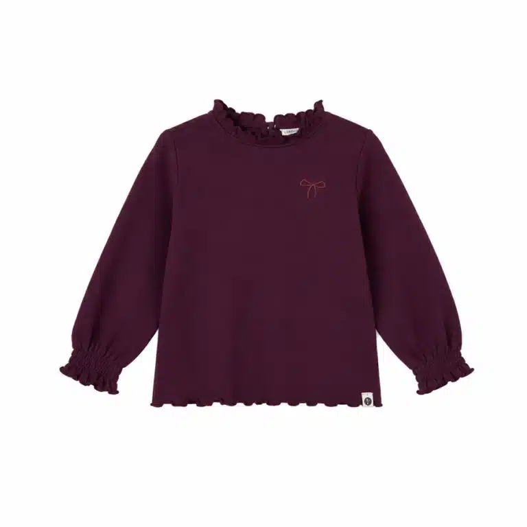 t shirt manches longues fille bordeaux