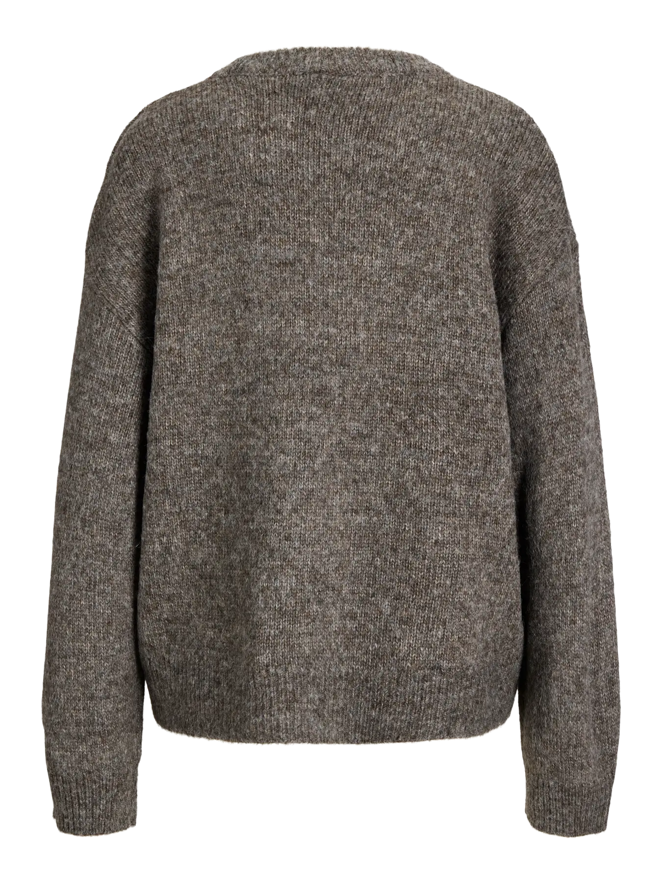 pull col rond brun chiné