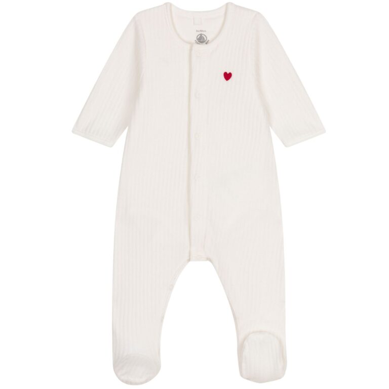 pyjama blanc petit coeur rouge
