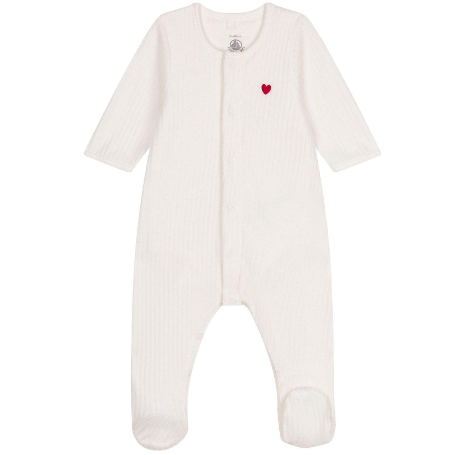 pyjama blanc petit coeur rouge
