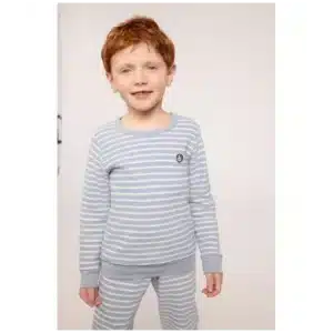 pyjama coton ligné bleu et blanc petits coeurs rouges (copie)