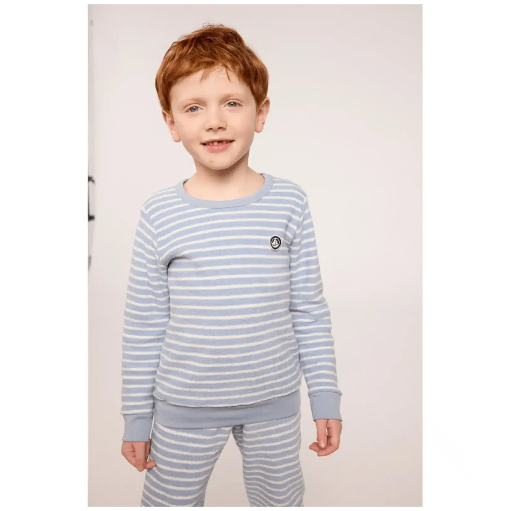 pyjama coton ligné bleu et blanc petits coeurs rouges (copie)