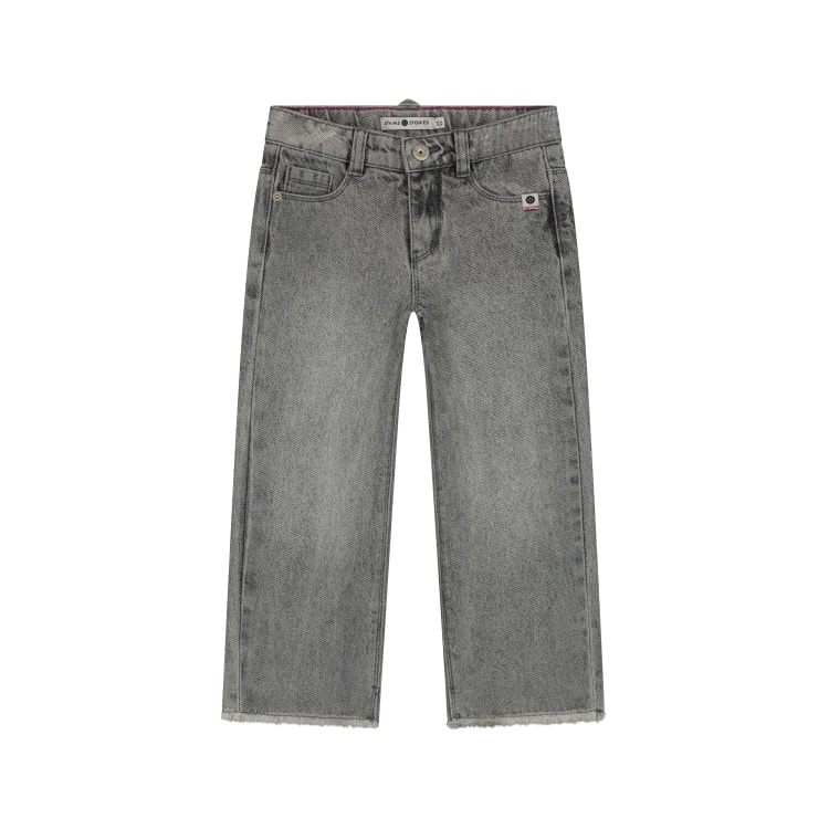 pantalon wide leg fille denim gris moyen