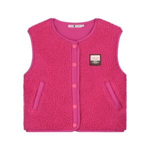 gilet sans manches effet mouton fille magenta