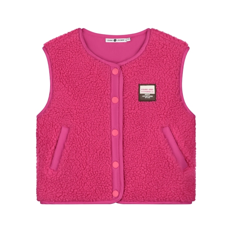 gilet sans manches effet mouton fille magenta